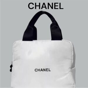 Chanel Puffer Beaute Bag White and Black Tote